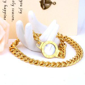 Stainless Steel white shell chain bracelet 18k gold plated